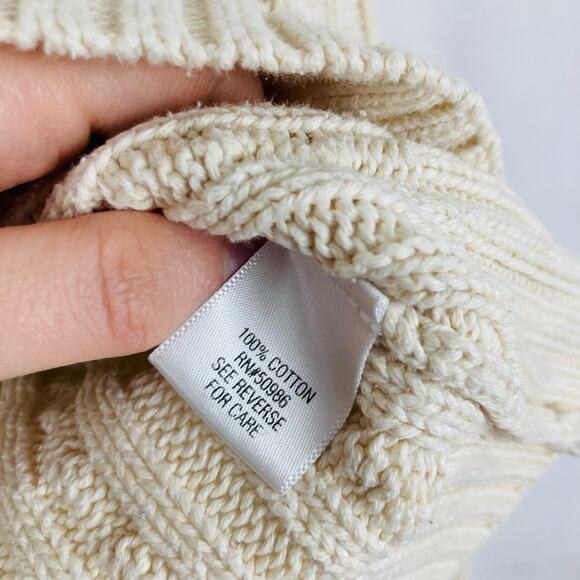 Croft & Barrow Womens S Cream Cable Knit Fisherman Quarter Zip Sweater Ski - Picture 7 of 9